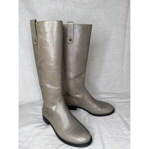 Sole Society Womens Pull On Tall Knee-High Riding Boots Grey Zipper Leather 7.5